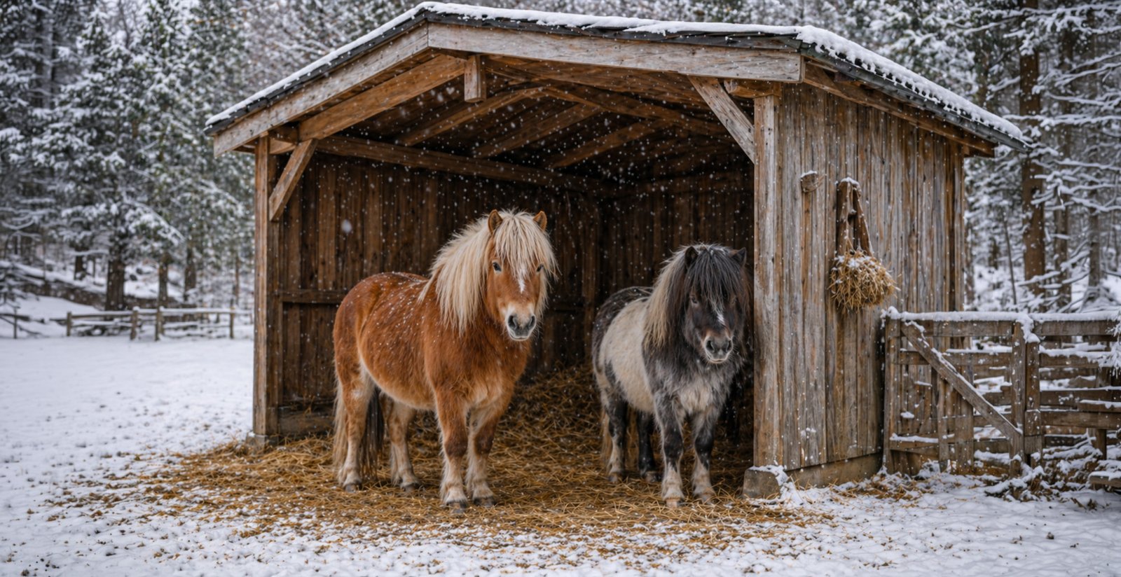 Abri pour Shetland en hiver